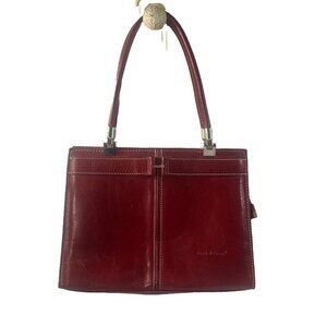 Vintage Conte Di Cavour Italy red Leather Satchel